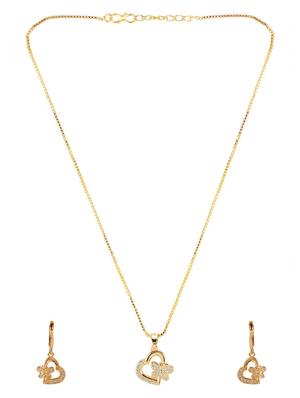 gold metal pendants and earring - 15938069 - Standard Image - 2