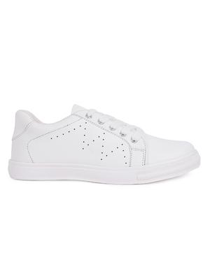 white faux leather laceup casual shoes - 15938148 - Standard Image - 2