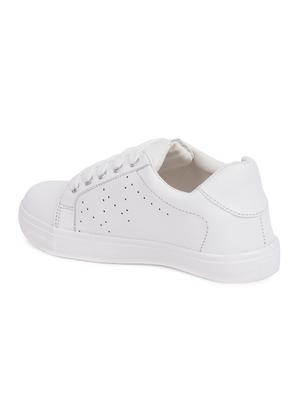 white faux leather laceup casual shoes - 15938148 - Standard Image - 3