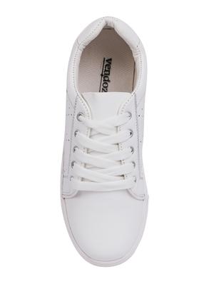 white faux leather laceup casual shoes - 15938148 - Standard Image - 4