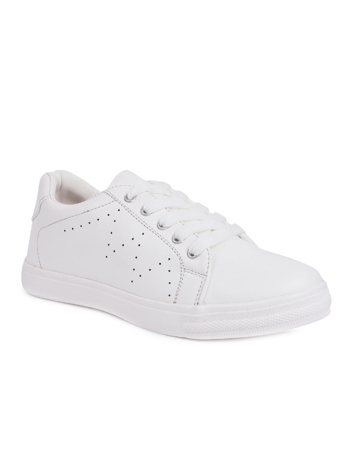 white faux leather laceup casual shoes - 15938148 - Zoom Image - 1