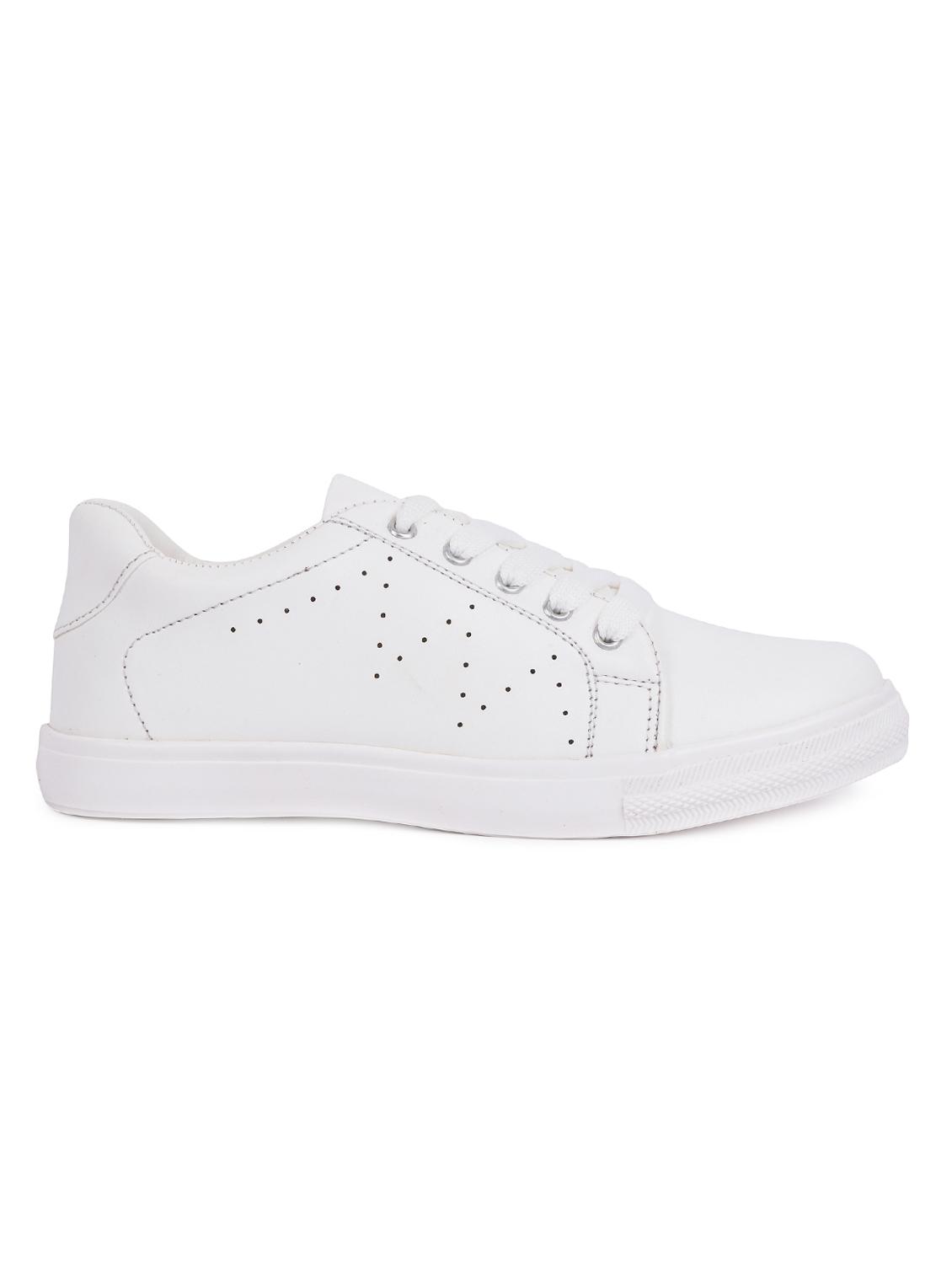 white faux leather laceup casual shoes - 15938148 - Zoom Image - 2