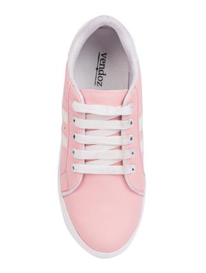pink faux leather laceup casual shoes - 15938149 - Standard Image - 4
