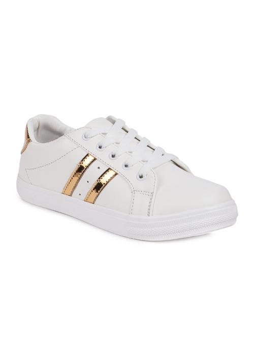 gold faux leather laceup casual shoes - 15938150 - Standard Image - 1