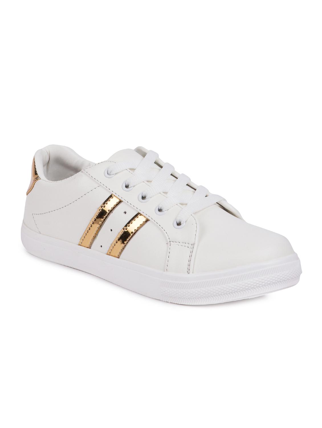 gold faux leather laceup casual shoes - 15938150 - Zoom Image - 1