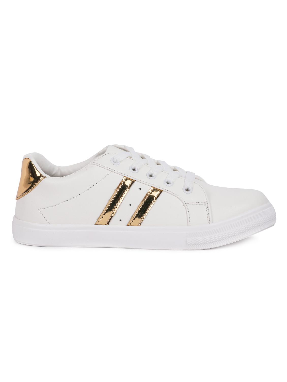 gold faux leather laceup casual shoes - 15938150 - Zoom Image - 2
