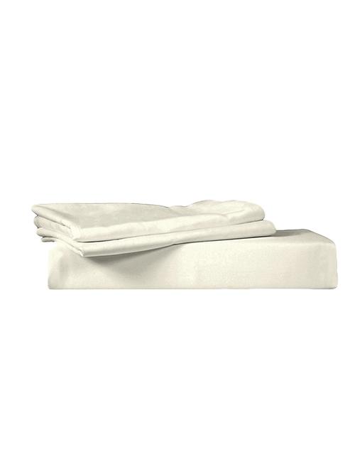 300 tc 100% cotton sateen solid, ivory color bedsheet with pillow covers - 15938291 - Standard Image - 1