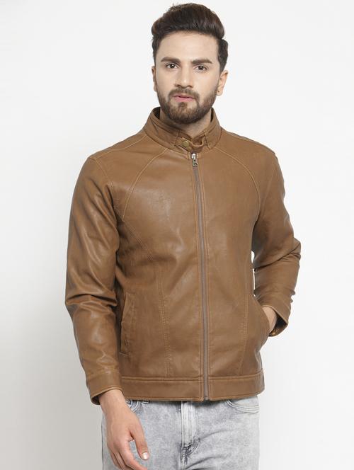 brown leather biker jacket - 15938438 - Standard Image - 1