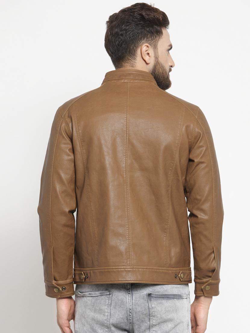 brown leather biker jacket - 15938438 - Zoom Image - 3