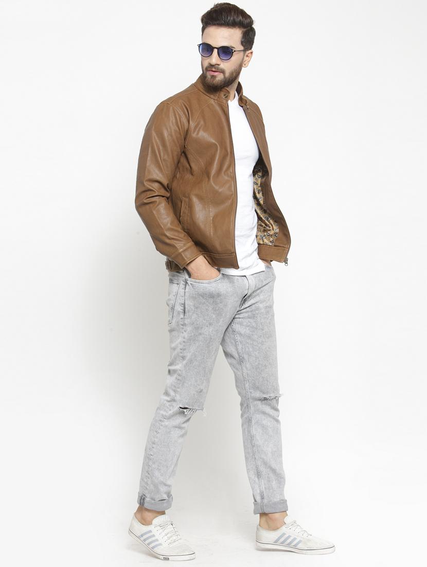 brown leather biker jacket - 15938438 - Zoom Image - 4