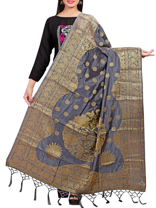 silk banarasi dupatta - 15938680 - Very Small Image - 1