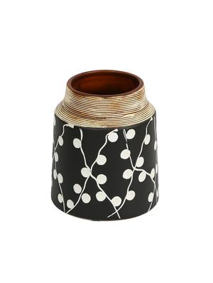 broad neck handpainted ceramic vase - 15938882 - Standard Image - 2