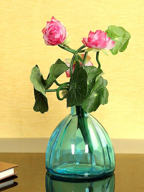 oval jar styled tranparent blue vase - 15938978 - Standard Image - 1