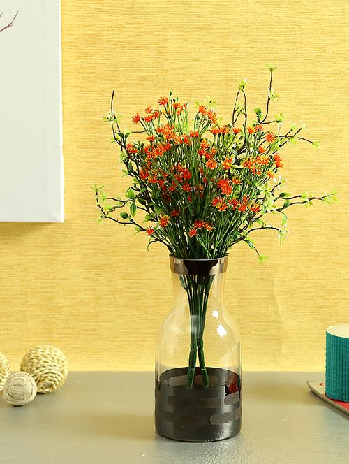 transparent with opaque black base fusion glass vase - 15938995 - Standard Image - 1