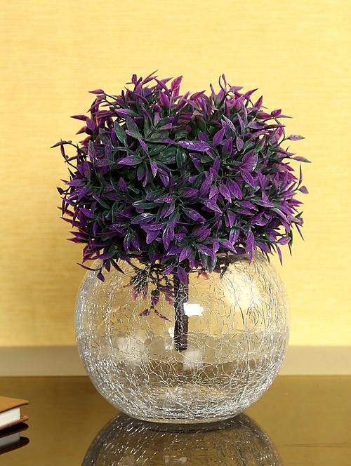hand blown crinkled glass round vase - 15939019 - Standard Image - 1