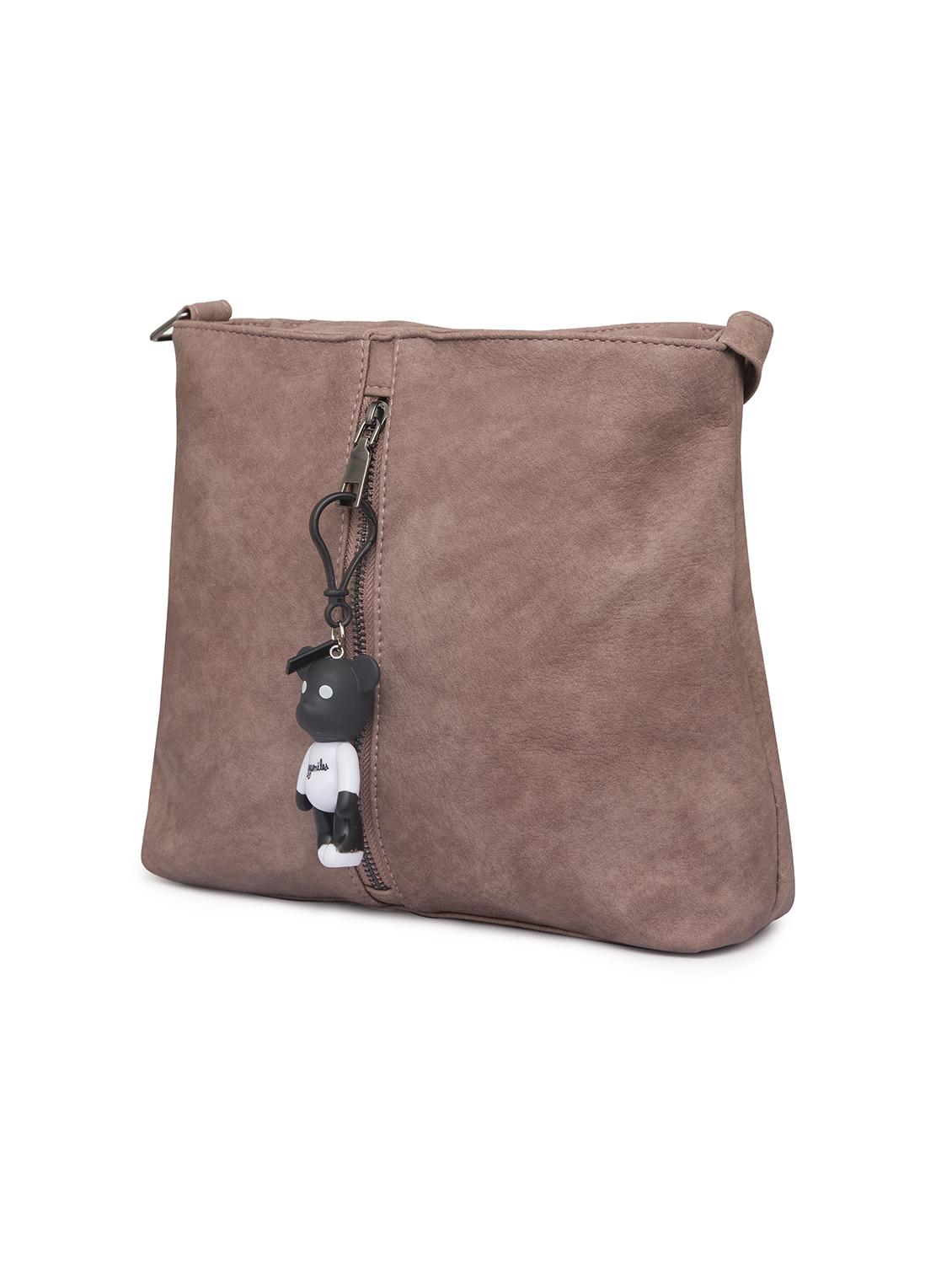brown leatherette (pu) regular sling bag - 15939464 - Zoom Image - 4
