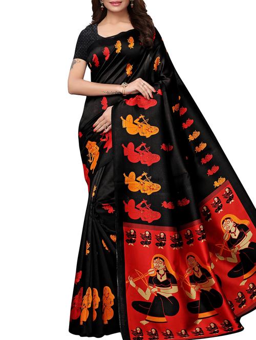 conversational printed saree with blouse - 15939994 - Standard Image - 1
