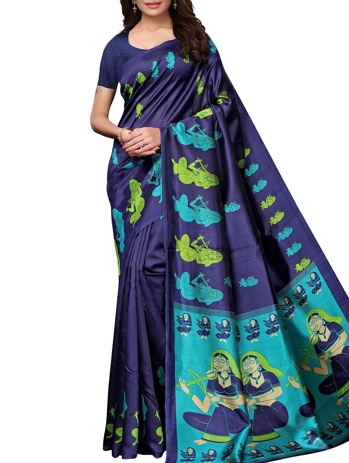 conversational printed saree with blouse - 15939995 - Zoom Image - 1