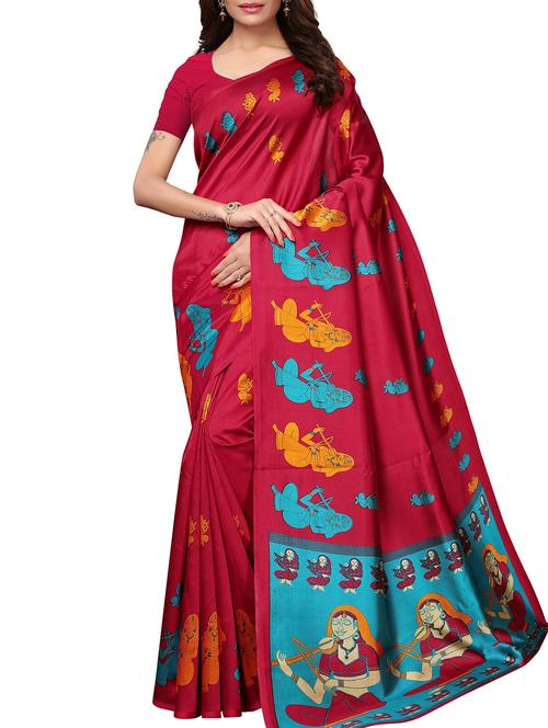 conversational printed saree with blouse - 15939996 - Standard Image - 1