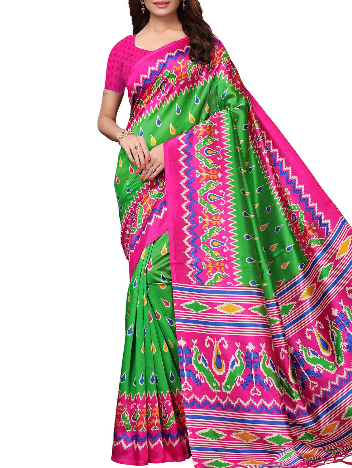 ethnic motif printed saree with blouse - 15940025 - Zoom Image - 1