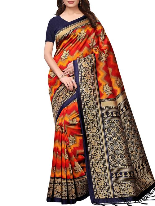 ethnic motif printed saree with blouse - 15940030 - Standard Image - 1