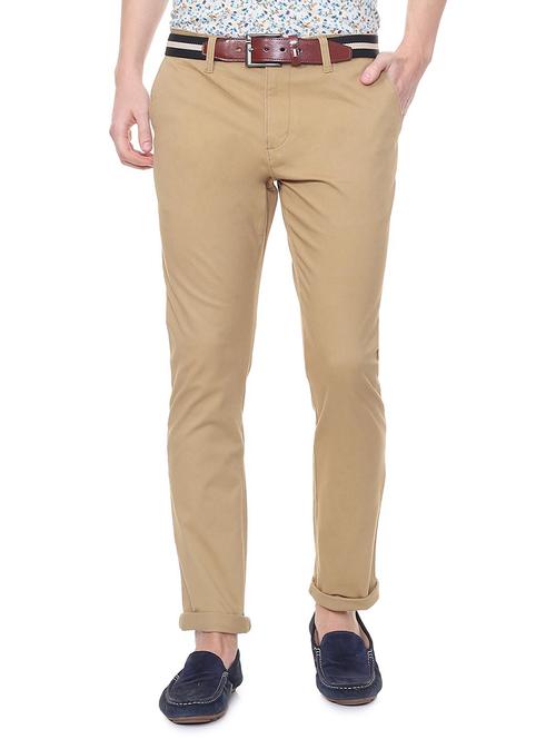 beige cotton blend chinos - 15940085 - Standard Image - 1