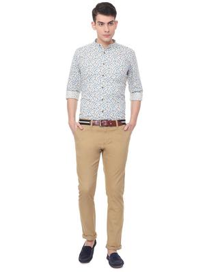 beige cotton blend chinos - 15940085 - Standard Image - 3