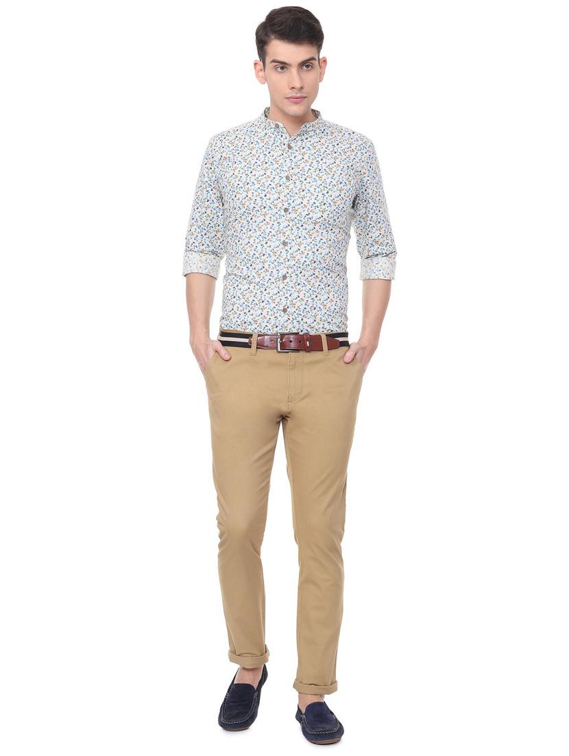 beige cotton blend chinos - 15940085 - Zoom Image - 3