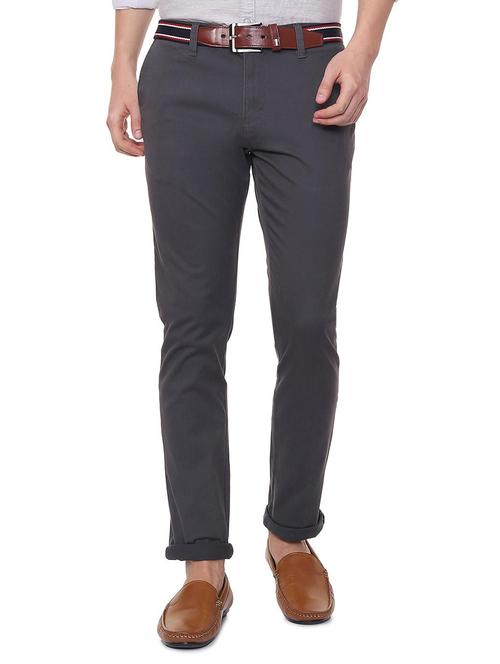 grey cotton blend chinos - 15940087 - Standard Image - 1