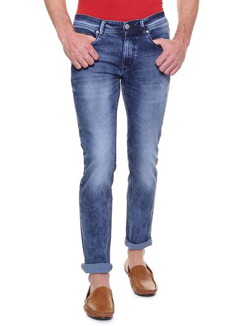 blue cotton blend washed jeans - 15940152 - Standard Image - 1