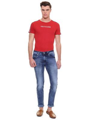 blue cotton blend washed jeans - 15940152 - Standard Image - 3