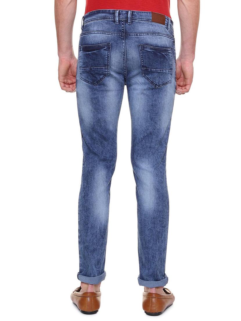 blue cotton blend washed jeans - 15940152 - Zoom Image - 2