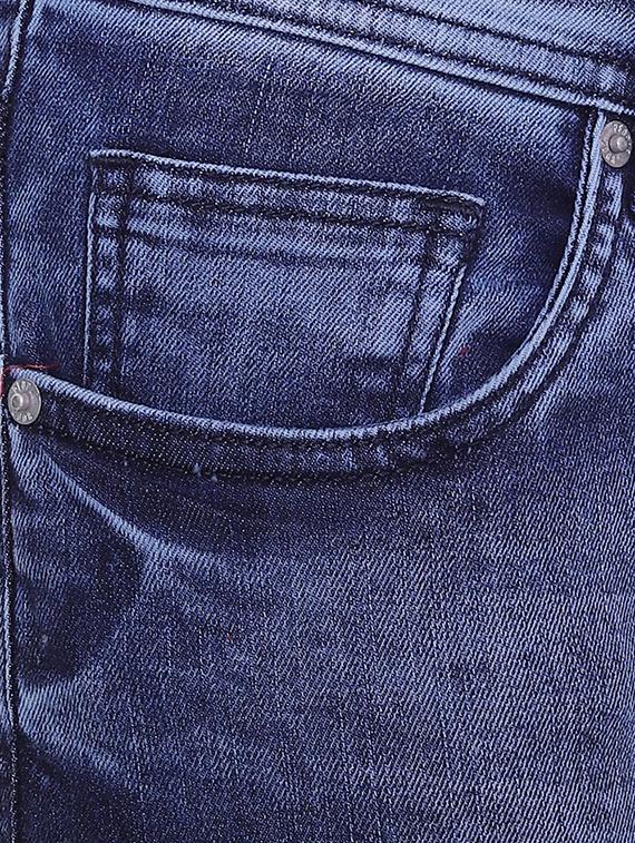 blue cotton blend washed jeans - 15940152 - Zoom Image - 4