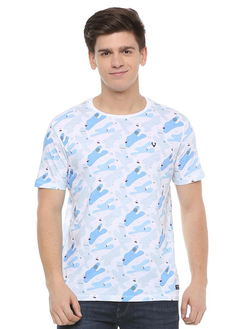 blue cotton all over print t-shirt - 15940272 - Zoom Image - 1