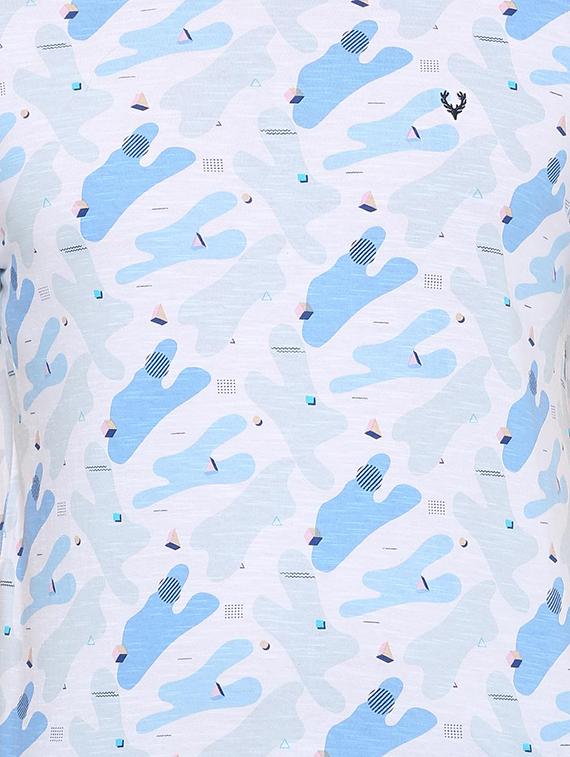 blue cotton all over print t-shirt - 15940272 - Zoom Image - 4