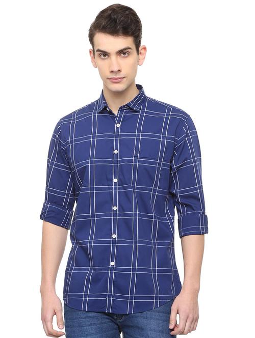 blue checkered casual shirt - 15940369 - Standard Image - 1