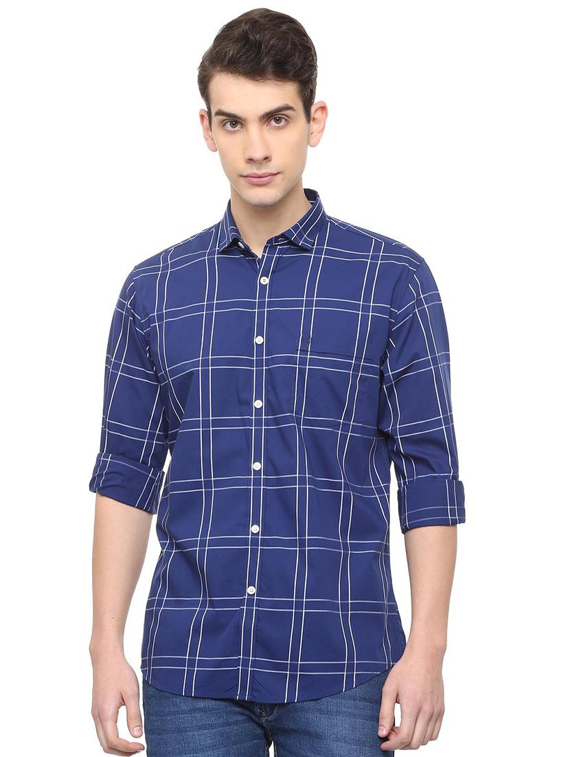 blue checkered casual shirt - 15940369 - Zoom Image - 1