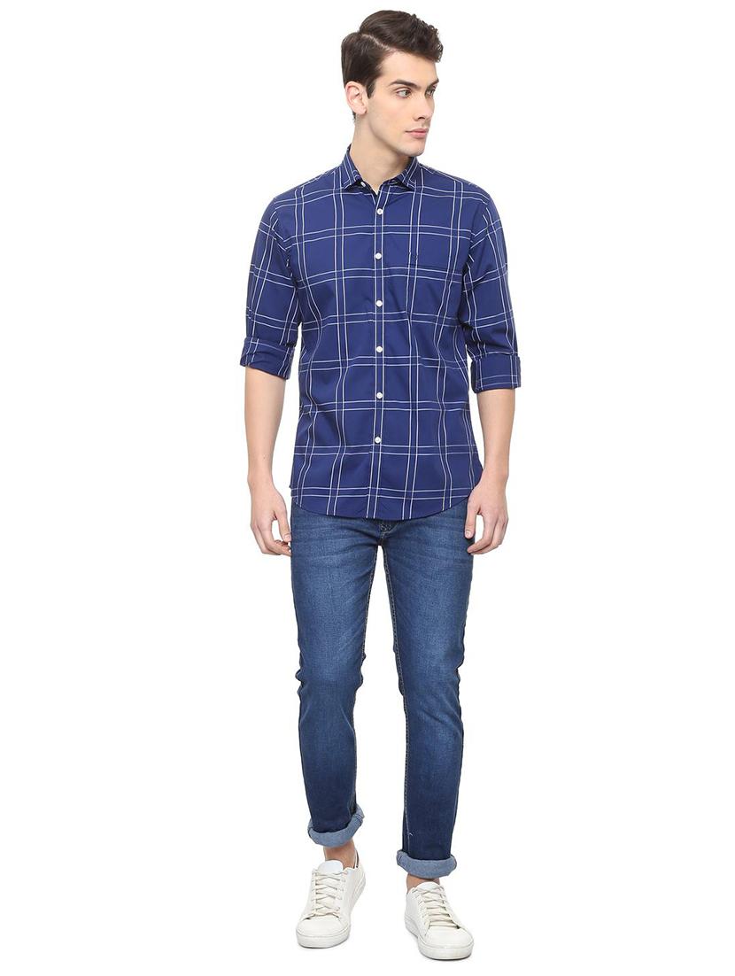 blue checkered casual shirt - 15940369 - Zoom Image - 3