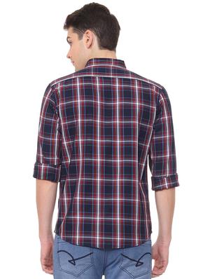 navy blue checkered casual shirt - 15940382 - Standard Image - 2
