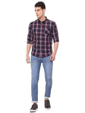 navy blue checkered casual shirt - 15940382 - Standard Image - 3