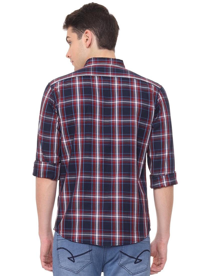 navy blue checkered casual shirt - 15940382 - Zoom Image - 2