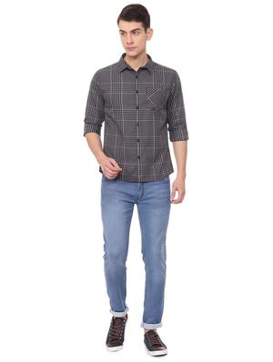 grey checkered casual shirt - 15940386 - Standard Image - 3
