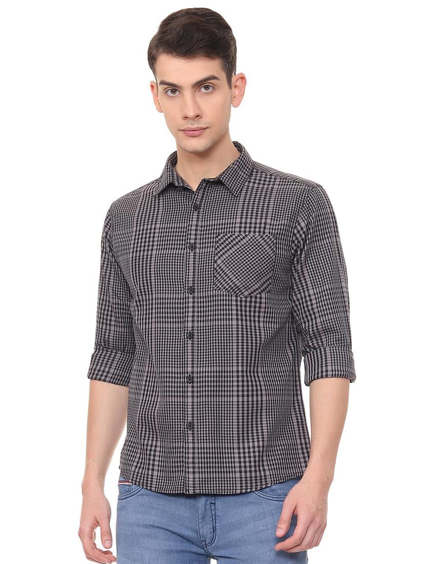 grey checkered casual shirt - 15940386 - Zoom Image - 1