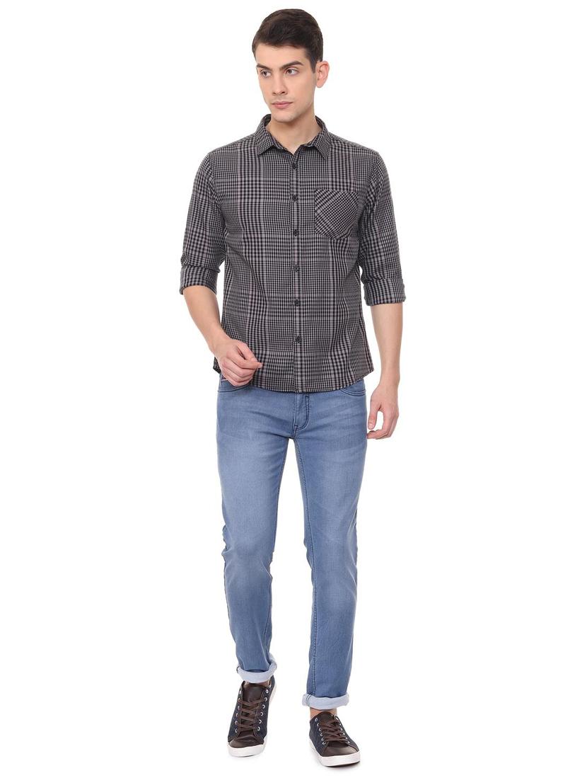 grey checkered casual shirt - 15940386 - Zoom Image - 3