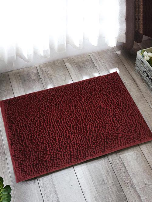 lushomes burgundy thick and fluffy chenille 1200 gsm bathmat - 15940633 - Standard Image - 1