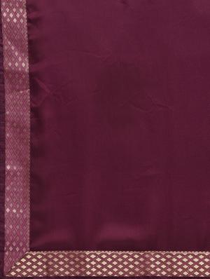 zari border burgundy saree with blouse - 15940659 - Standard Image - 5