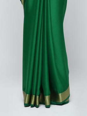 zari border green saree with blouse - 15940663 - Standard Image - 3