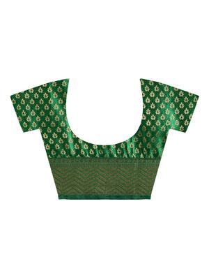 zari border green saree with blouse - 15940663 - Standard Image - 4