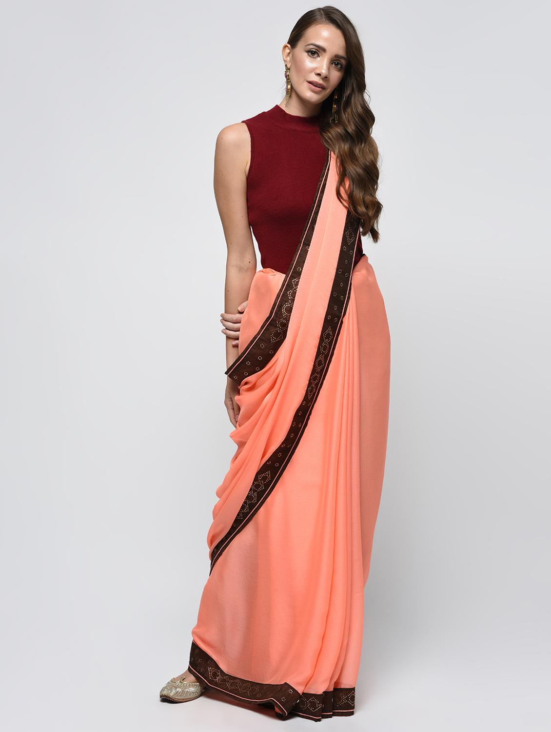 embellished lace border saree with blouse - 15940672 - Zoom Image - 1