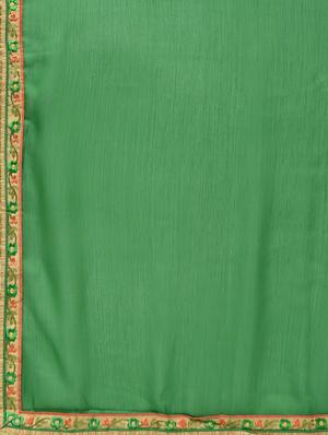 floral embroidered border saree with blouse - 15940674 - Standard Image - 5